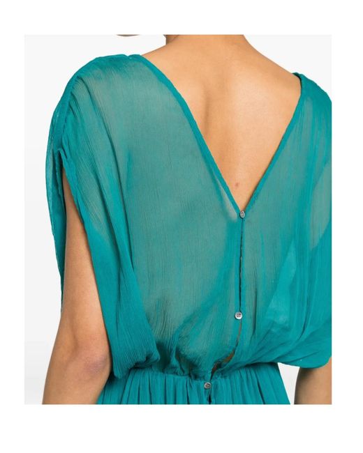 Dries Van Noten Blue Ruffled Midi Dress