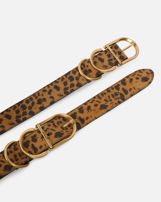 Pinko White Leopard Printed Buckle Belt