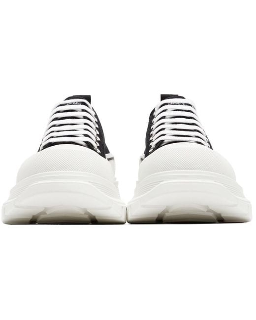 McQueen Black Tread Sleek Lace-Up Sneakers for men