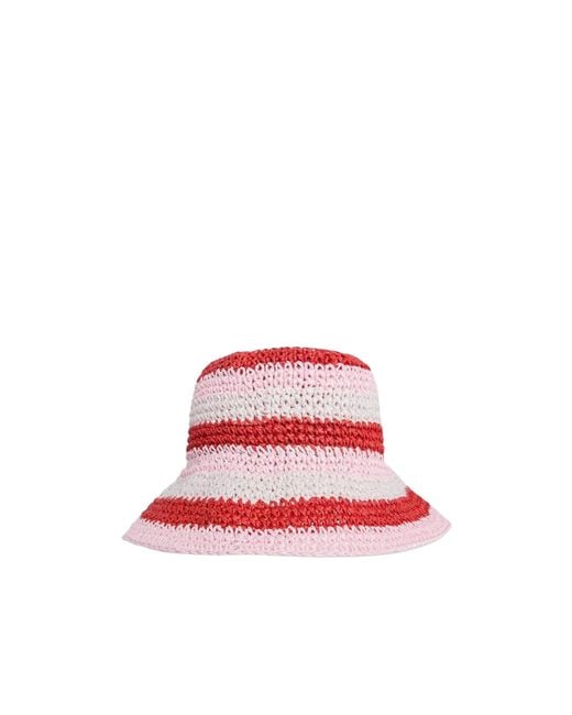 Barbour Red Crocheted Bucket Hat