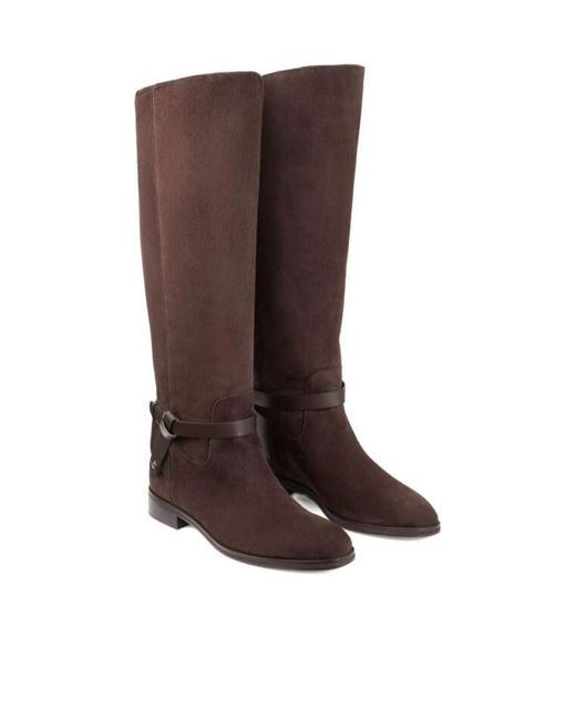 Jimmy Choo Brown Logo Thigh-High Boots