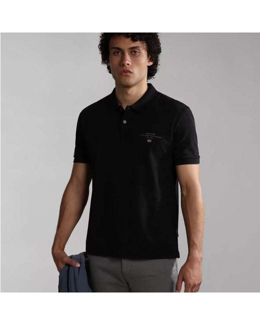 Napapijri Black Short-Sleeved Polo Shirt for men