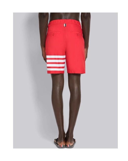 Thom Browne Red Button Front Board Short W/ Adjustable Elastic Back 4Bar for men
