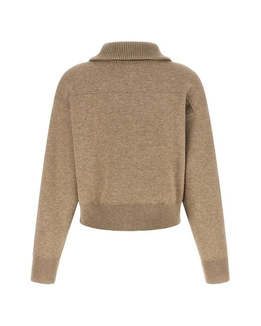 Brunello Cucinelli Natural High Neck Zip-Up Cardigan