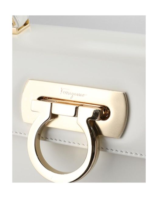 Ferragamo White Logo Handbag