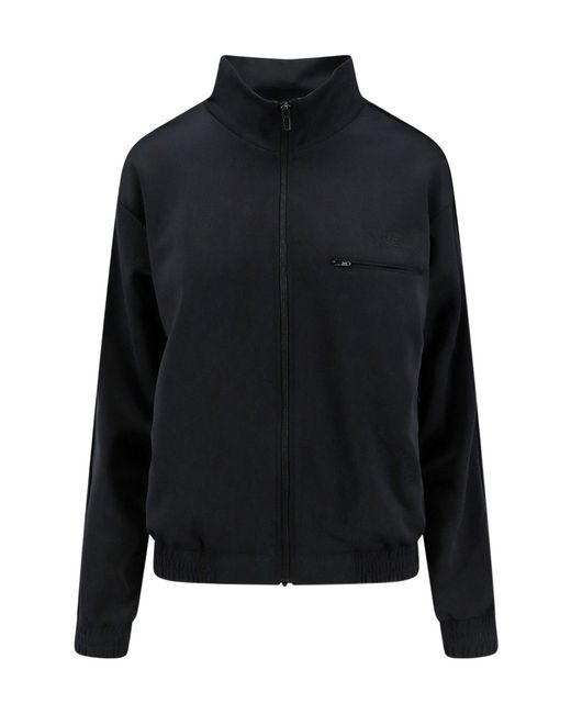 MM6 by Maison Margiela Black Logo Embroidered High-Neck Sweatshirt
