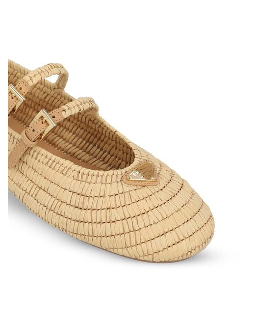 Prada Natural Round Toe Flat Shoes