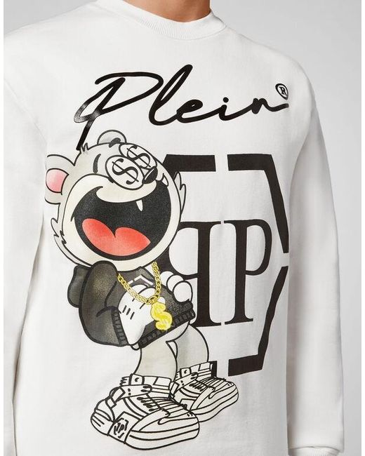 Philipp Plein White Printed Sweater for men