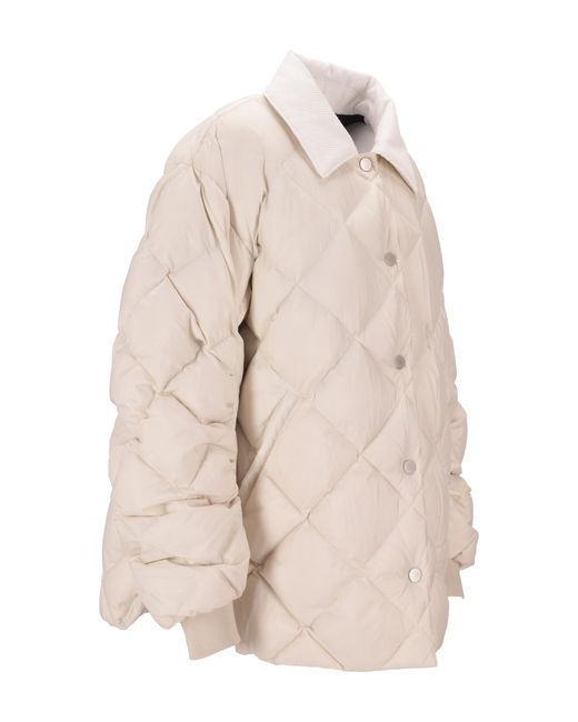 Lempelius Natural Corduroy-Collar Quilted Jacket