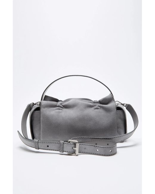 Acne Gray Multipocket Suede Shoulder Bag
