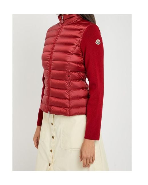 Moncler Red Quilted Wool-Blend Jacket