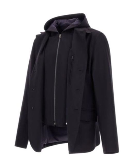 Herno Blue Hooded Jersey Blazer for men