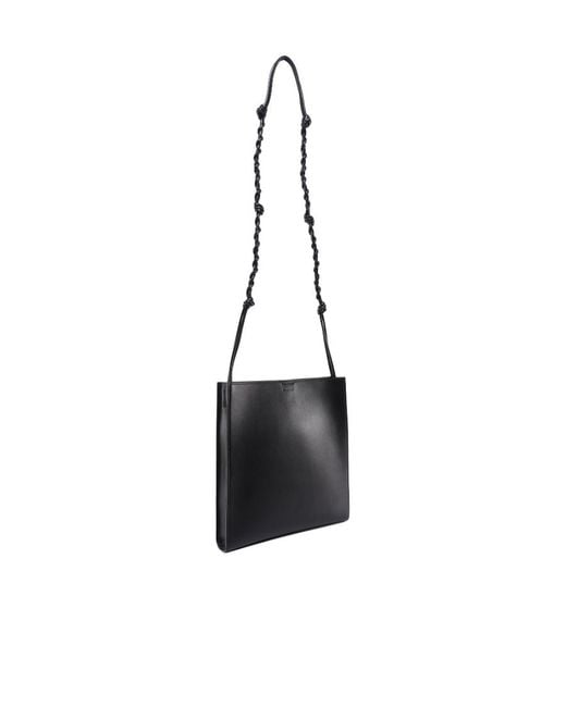 Jil Sander Black Logo Embossed Braided Strapped Shoulder Bag for men