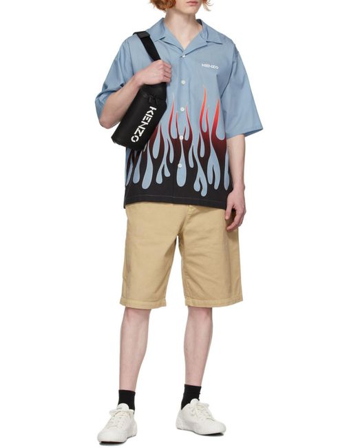 KENZO Green Logo-Patch Bermuda Shorts for men