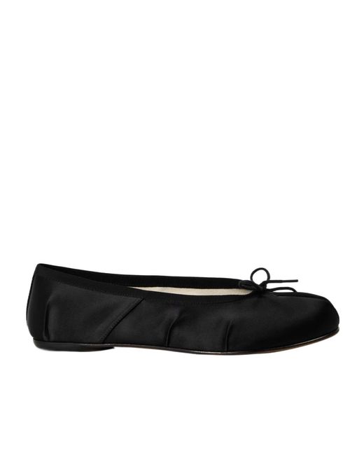 Maison Margiela Black Tabi Logo Ballet Shoes