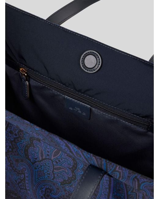 Etro Blue Unfold Me Nylon Tote Bag With Degradé Arnica Motif