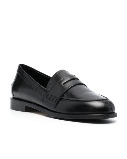 Aeyde Black Oscar Penny-Slot Leather Loafers
