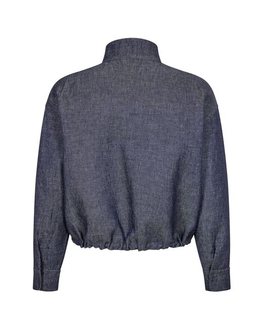 Fendi Blue Stand Collar Zip-Up Jacket for men
