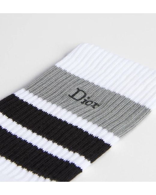 Dior White Homme Three-Tone Striped Socks for men