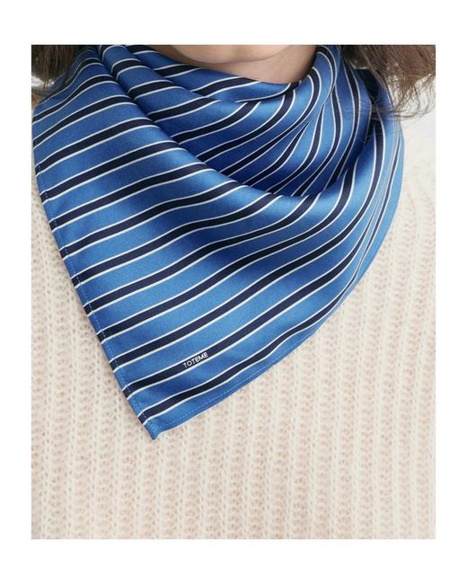 Totême Blue Totême Finished-Edge Striped Scarf