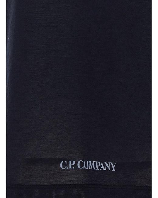 C P Company Blue Logo Printed Crewneck T-Shirt for men