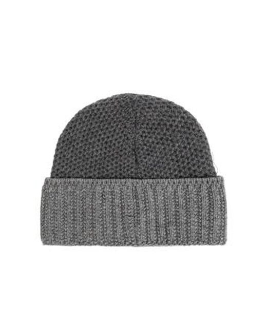 Moschino Gray Logo Patch Knitted Hat for men