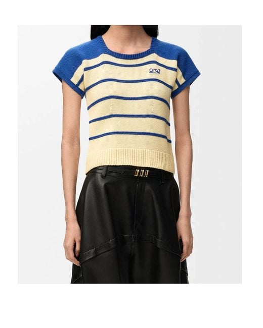 Loewe Blue Short-Sleeved Knitwear