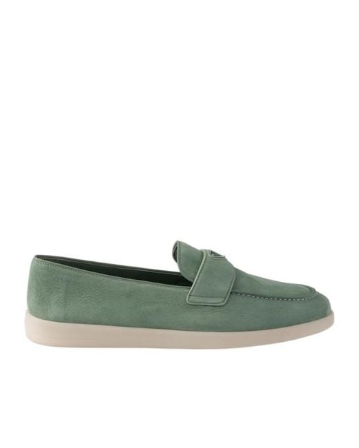 Prada Green Suede Loafers for men
