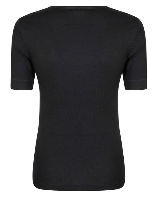 Ganni Black Logo Embroidery T-Shirt