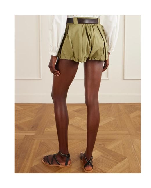 Sea Green Andrea Belted Cotton-Twill Shorts