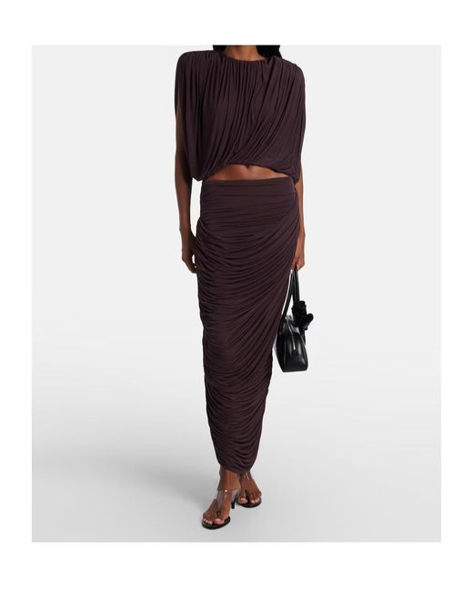 Magda Butrym Red Pleated Midi Skirt