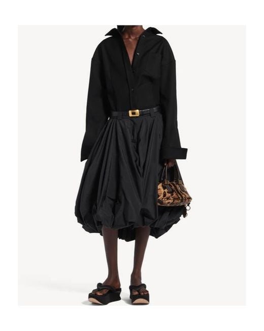 Balenciaga Black Cotton Elongated Hem Shirt