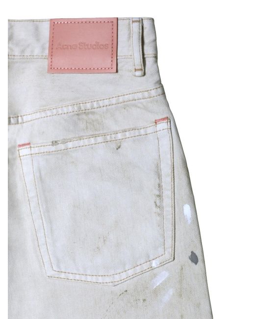 Acne White Distressed Logo Patch Jeans