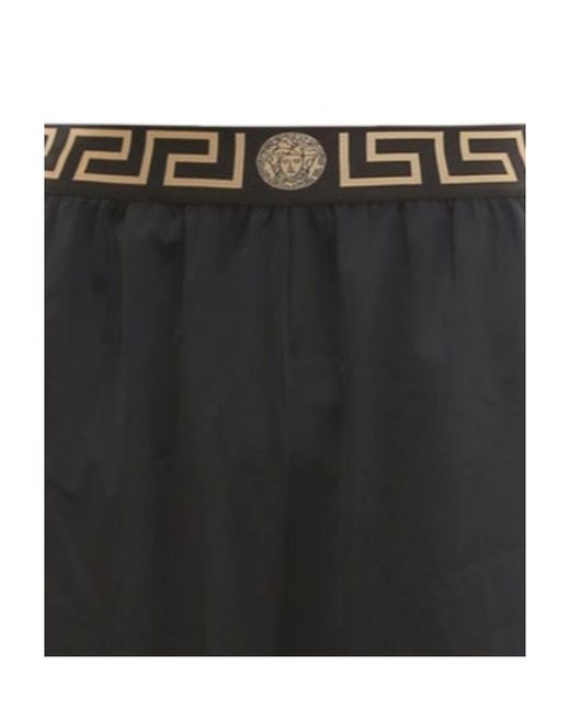 Versace Black Elasticated Waistband La Greca Printed Bermuda Shorts for men