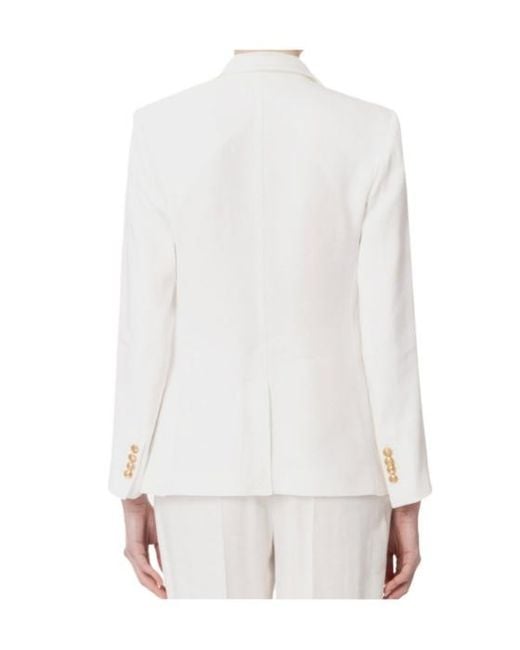 Elisabetta Franchi White Single-Breasted Long-Sleeved Jacket