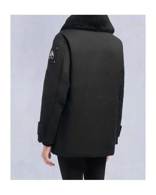 Moose Knuckles Black Aurora Shearling Trim Jacket