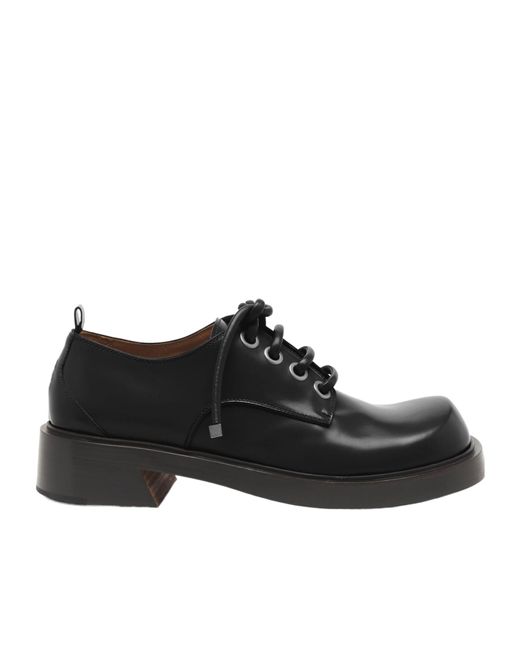 McQueen Black Round-Toe Lace-Up Derby Shoes for men