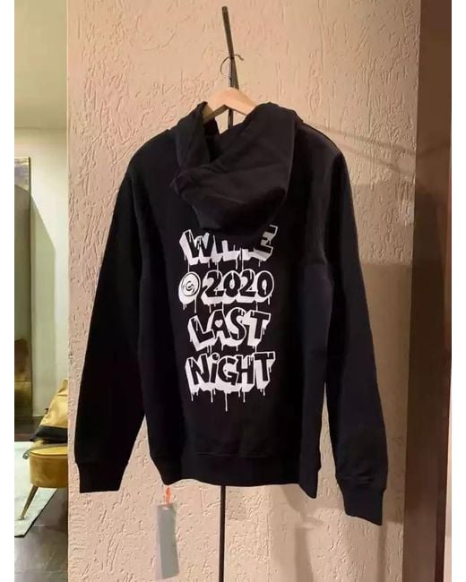 Off-White c/o Virgil Abloh Black Dropping Heart Logo Print Hoodie