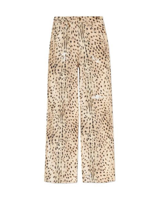 Amiri Natural Logo Patch Wide Leg Jeans