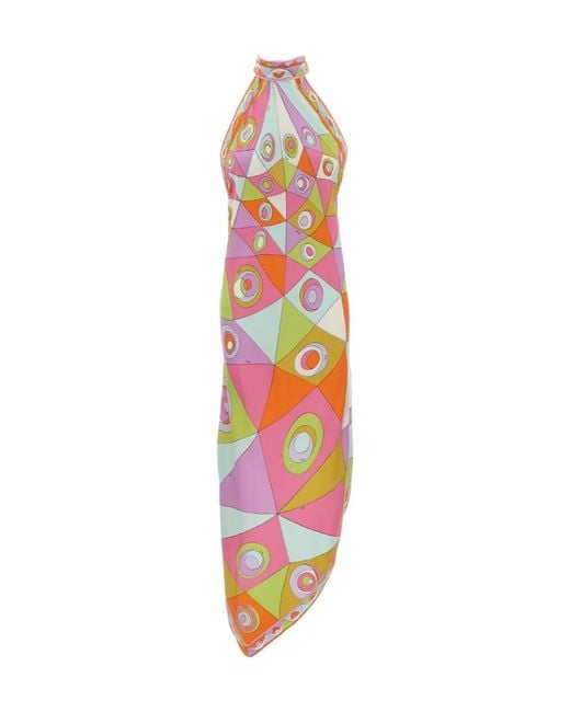 Emilio Pucci White Pucci Marmo Printed Midi Dress