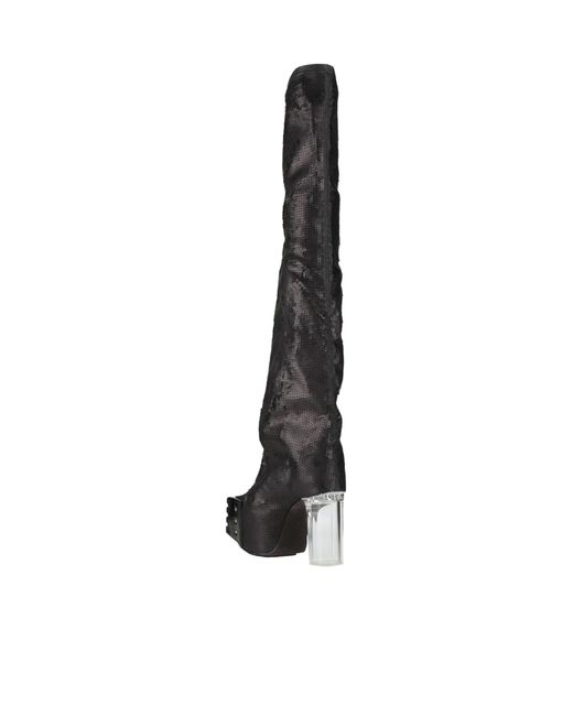 Rick Owens Black Square Toe Over-The-Knee Boots