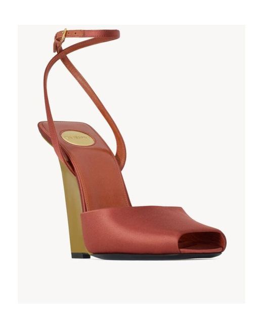 Saint Laurent Metallic La Scandale Wedge Sandals