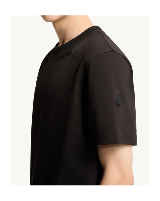 Moncler Black Logo-Embroidered T-Shirt for men