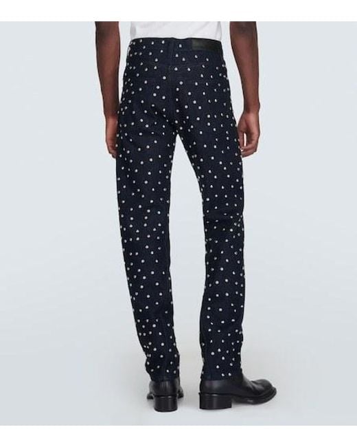 Lanvin Blue Studded Straight Jeans for men