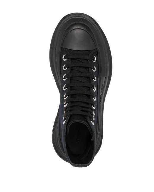 McQueen Black Tread Slick Lace-Up Boots
