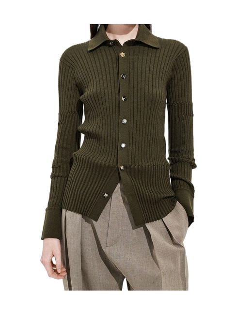 Bottega Veneta Green Ribbed Shirt