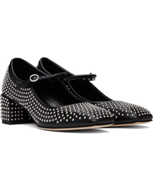 Aeyde Black A-Line Mini Studded Mary Jane Heels