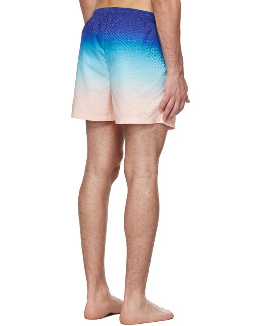 Casablanca Blue Jacquard Gradient Swim Shorts for men