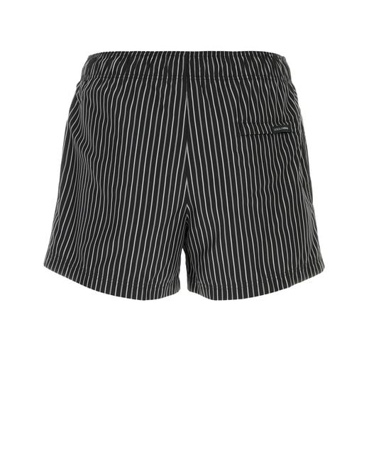 Dolce & Gabbana Gray Striped Swim Shorts for men