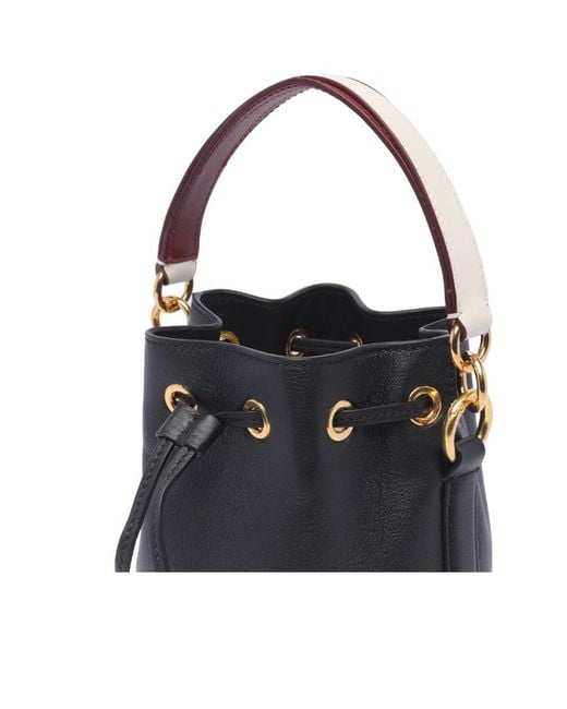 Bally Black Logo Printed Drawstring Bucket Bag
